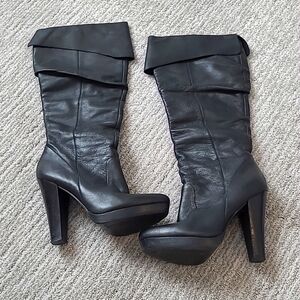 Knee High Jessica Simpson heeled leather black boot Size 7